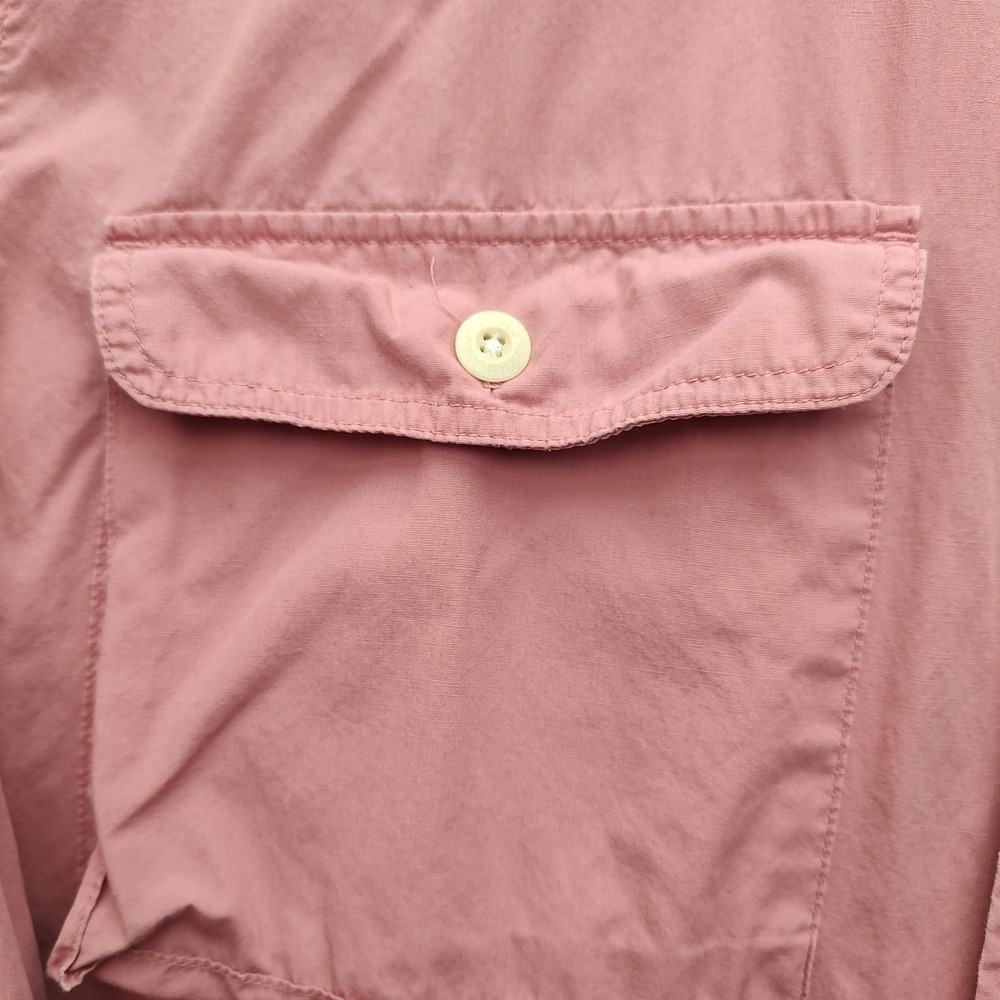 Orvis Mens Coral Button Up Shirt Long Sleeve With Stain Size Medium - Picture 3 of 16